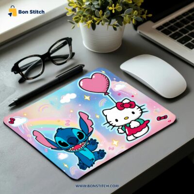 Stitch and hello Kitty Mouse Pad